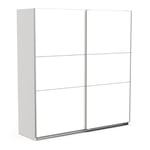 Demeyere 190003 Armoire Porte Coulissante avec Penderie Moderne – Coloris Blanc Mat & Finitions Métal-194, Bois d'ingénierie, Gris, 194,5 x 59,9 x 203 cm