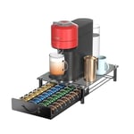 HFHOME Support à dosettes de café en métal pour 36 dosettes Nespresso Vertuo et 36 dosettes Dolce Gusto, organisateur de tiroir à capsules Nespresso Vertuoline, support pour machine à café