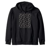 Climbing Vine Leaves Grey Cut Out Zip Hoodie