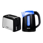 GEEPAS 2 Slice Bread Toaster & 1.7L Illuminating Electric Kettle Combo Set