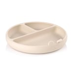 Jané Assiette pour Bébé BLW, Assiette de Sevrage, avec Ventouse, Sans BPA, Silicone, Compatible avec Stérilisateurs, Micro-ondes, Beige