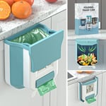 Gintan Foldable Hanging Trash Bin with Lid Kitchen Camping, 2.4 Gallon Foldable Kitchen Rubbish Bin Hanging for Kitchen/Camping/Car/Bathroom/Office/Bedroom