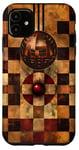 Coque pour iPhone 11 Marron Art Déco Cerise Rétro Motif 8 Boules