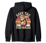 Save The Tree Ninjas, Funny Retro Squirrel Zip Hoodie