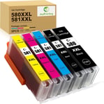 PGI-580 CLI-581 XXL Cartouches d'encre pour Canon 580 581 Cartouche Couleur Multipack pour PIXMA TR8550 TS6350 TS705 TR8550 TS8350 TS9550 TS6351 TR7550 TS6150 TS621 Imprimante, 5-Pack