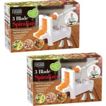 2 Set 3 Blade Spiralizer Spaghetti Vegetable Slicer Fruit Noodles 3 in 1 UK