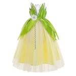 Prinsessan Tiana Cosplay Kostym Flickor Fairy Princess Klänning Halloween Karneval Fest Fancy Dress 100