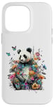 Coque pour iPhone 14 Pro Max Panda mignon avec fleurs et papillons pour femmes, filles et enfants