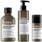 L'Oréal Professionnel Serie Expert Absolut Repair Molecular Shampoo, Rinse-off Serum and Mask Routine for Damaged Hair