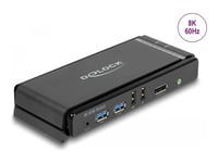 Delock - Omkopplare För Tangentbord/Video/Mus/Ljud/Usb - Displayport 1.4 Kvm Switch 8K 60 Hz With Usb 5 Gbps And Audio - 2 X Kvm/Ljud/Usb - 1 Lokal Användare - Skrivbordsmodell