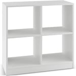 Costway - Bibliothèque Étagère Rangement à 3 Niveaux avec 4 Compartiments Ouverts, Meuble Cube de Rangement en Bois 73 x 33 x 73cm Blanc