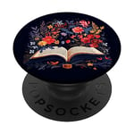 Bookworm Fleurs Avid Reader Floral Livre Lecture Nerd PopSockets PopGrip Adhésif