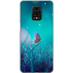 Xiaomi Redmi Note 9 Pro Transparent Mobilskal Blå fjäril