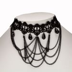 Brett Vintage Choker / Halsband - Svart Spets, Kedjor & Pärlor Svart