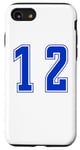 Coque pour iPhone SE (2020) / 7 / 8 Bleu Royal Numéro 12 Équipe Junior Sports Uniforme Numéroté