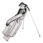 Orlimar Pitch 'N Putt Elite Synthetic Leather Sunday Golf Bag with Stand for Men & Women, White/Black, Small Lightweight Par 3, Driving Range Golf Bag for a Few Clubs Carry Handle Rain Hood Cover