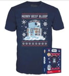 Funko Pocket Pop! Tee (Child): Disney Star Wars - Holiday R2-D2 (Metallic) Vinyl Figure T-Shirt (XL)