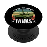 Easily Distracted By Tanks Funny M1A1 Abrams PopSockets Swappable PopGrip