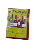 Happy New Year Card Cheers To A Great Year! Greetings Cards Bottles Good Plonk!