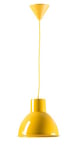 Els Banys Metal Mustard Finish Ceiling Light. Dimensions: Diameter 26 cm Height 23 cm. Suitable for LED or Energy-Saving Bulbs. E-27 Socket. Matching Textile pendel 100 cm Length. Indoor use IP20.