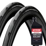 Continental GP5000 TT TR Folding Road Tyres With Stans 500ml Tubeless Sealant - Pair