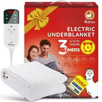 Mia&Coco Electric Heated Blanket Double, Heated Underblanket with 12hour Timers and 3 Heat Settings, LED Display, Overheat Protection Throw, Easy Fit Shoulder Straps, Machine Washable (160 x 130cm)