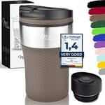 Milu Mug Isotherme Etanche 210mL I Thermos Café-Thé I Tasse isolée pour café et thé à emporter, Double Paroi Isolée sous Vide, Acier Inoxydable I Tasse de Voyage Chaud & Froid - Marron