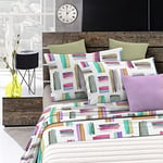 Italian Bed Linen Parure de lit “Fantasy”, fabriquée en Italie, Microfibre, Multicolor, 1 Place