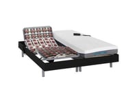 Lit électrique de relaxation tout plots + matelas mémoire de forme - 2 x 80 x 200 cm - Noir - HESIODE III de DREAMEA