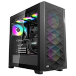 PCCOOLER C3D510 Boîtier PC, Boîtier PC Gamer Mid Tower, 3 Ventilateurs PWM ARGB 120 mm préinstallés, Panneau latéral en Verre trempé, Boîtier à Flux d'air élevé pour E-ATX/ATX/MATX/ITX, Noir