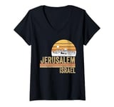 Womens Jerusalem Israel Skyline Souvenirs Jewish Israeli Men Women V-Neck T-Shirt