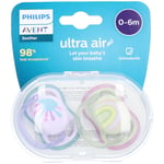 Philips Avent Ultra Air Sucette Soleil - Arc-en-ciel Fille 0-6 Mois SCF085/59 Sucette(S) 2 pc(s)