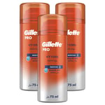 3 x Gillette Pro Icy Cool Shave Shaving Gel Menthol Provides Superior Glide 75ml