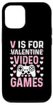 Coque pour iPhone 12/12 Pro V est pour les jeux vidéo, la Saint-Valentin, Funny Gamer, pour hommes et garçons