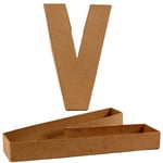 Country Love Crafts 8.25-inch/ 20.5cm Letter V Shaped Box Papier Mache, Beige