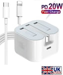 iPhone Charger Plug and Cable 2M[Apple MFi Certified]  20W iPhone Fast Charging