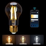 Aigostar Smart Bulb E27, Alexa Light Bulb, WiFi Smart Bulb 6W LED Filament Bulb Works with Amazon Alexa&Google Home, Dimmable 2700-6500K Warm to Cool Daylight Vintage LED Bulb A60, No Hub Required