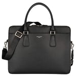 David Jones - Sac à Main Business Porte-Document Cuir PU Rigide Homme - Cartable Travail Affaires Ordinateur Portable Multi Poche - Professionnel - Noir