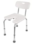 Alberts 140830 Chaise de douche | en forme de U, réglable en hauteur | en plastique, blanc | 400 x 380 mm