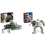 LEGO 75360 Star Wars Yoda's Jedi Starfighter Building Toy with Master Yoda Minifigure, Lightsaber and Droid R2-D2 Figure & 75370 Star Wars Stormtrooper Mech Set, Action Figure Model with Jointed Parts