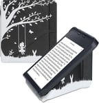 Coque Liseuse Compatible Avec Kobo Libra 2 - Coque Étui De Protection À Rabat En Simili Cuir - Blanc-Noir