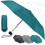 Lewis N. Clark 412TEA Mini parapluie de voyage portable, tissu coupe-vent et hydrofuge, bleu sarcelle, taille unique