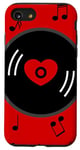 Coque pour iPhone SE (2020) / 7 / 8 notes de musique disque vinyle album coeur rouge valentines vintage