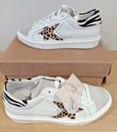 Alpe Platform Trainers Size UK 4 EU 37 Leather Sneakers Leopard Print Star White