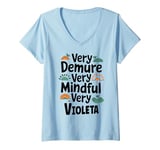 Womens VIOLETA Personalized Very Demure Very Mindful VIOLETA Name V-Neck T-Shirt