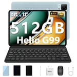 DOOGEE T40 Tablet with Keyboard, 11 Inch Tablet with Pen, 20GB+512GB/2TB TF, Helio G99 Octa-core, Android 14 Tablet with Sim Card Slots, 8580mAh, 16MP/3.5mm Jack/Hi-Res/5G WiFi/Quad Speakers, Blue