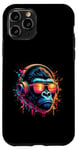 Coque pour iPhone 11 Pro Monkey DJ Disco Music Lover Gorilla Chimpanzee Casque audio