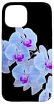 Coque pour iPhone 15 Magnifique orchidée bleue Phalaenopsis en forme de mania