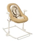 BÉABA, Transat bebe, Transat Up&Down Plus, 4 hauteurs, 3 inclinaisons, Réglable par simple pression, Pliable, Reducteur Naissance, Assise 100% Coton, Finitions Premium, Harnais 5 points, Breveté, Ocre