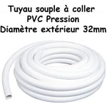 Tuyau PVC Pression Semi-rigide à coller 32mm diamètre/Bassins et Piscine/Vente au mètre